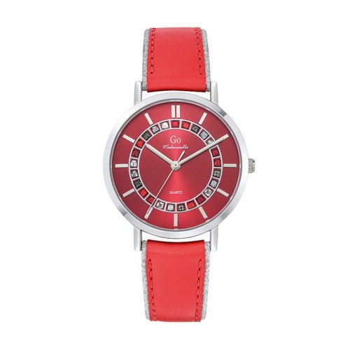 Montre Femme GO MADEMOISELLE CRISTAL Cuir Rouge et Gris
