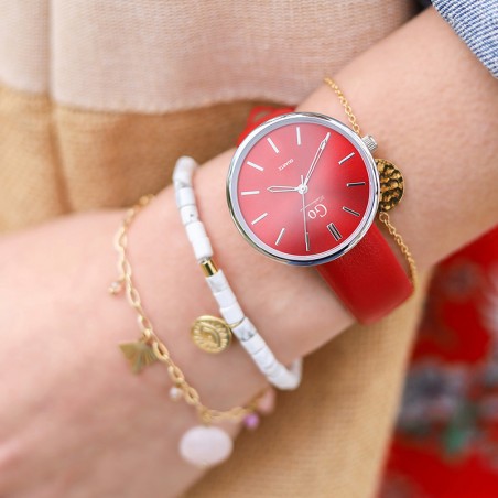 Montre femme go mademoiselle cuir rouge synthétique – analogiques