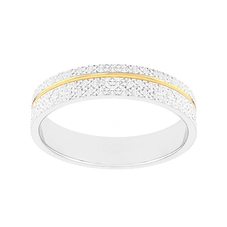 Alliance mixte texturée edora sur-mesure or 750/1000 bicolore edo3y235x40.750mil – bagues de mariage