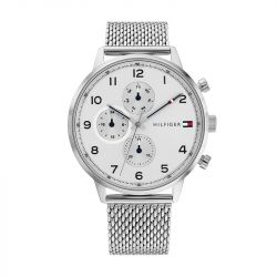 Montre chronographe homme tommy hilfiger leonard acier argenté - chronographes - edora - 0