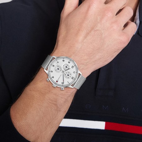Montre chronographe homme tommy hilfiger leonard acier argenté – chronographes