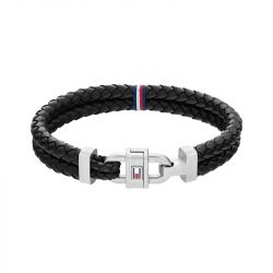 Bracelet Homme TOMMY HILFIGER CARABINER Cuir Noir