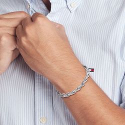 Bracelet chaîne homme tommy hilfiger rope chain acier argenté - chaines - edora - 1