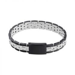 Bracelet homme tommy hilfiger watch links acier bicolore argent et noir - plus-de-bracelets-hommes - edora - 0