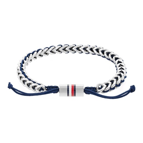 Bracelet Homme TOMMY HILFIGER BRAIDED METAL Acier Argenté Nylon Bleu
