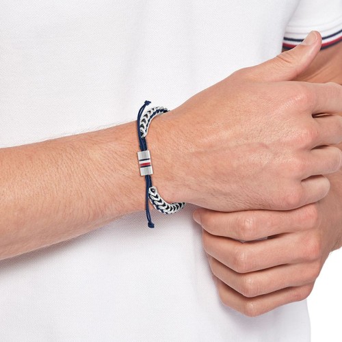 Bracelet Homme TOMMY HILFIGER BRAIDED METAL Acier Argenté Nylon Bleu