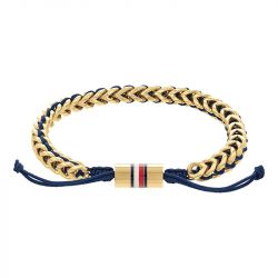Bracelet homme tommy hilfiger braided metal acier doré nylon bleu - plus-de-bracelets-hommes - edora - 0