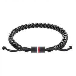 Bracelet homme tommy hilfiger braided metal acier noir nylon noir - plus-de-bracelets-hommes - edora - 0