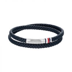 Bracelet Double Rangs Homme TOMMY HILFIGER Cuir Bleu