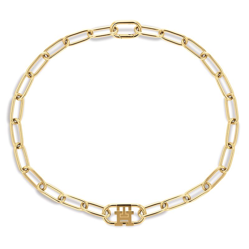 Collier femme tommy hilfiger monogram acier doré - chaines - edora
