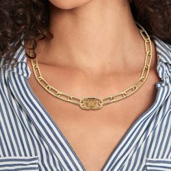 Collier femme tommy hilfiger monogram acier doré - chaines - edora - 1