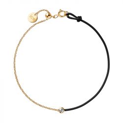Bracelet femme ice diamond acier doré cordon noir diamant - plus-de-bracelets-femmes - edora - 0