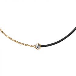 Bracelet femme ice diamond acier doré cordon noir diamant - plus-de-bracelets-femmes - edora - 1