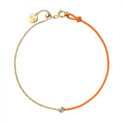 Bracelet femme ice diamond acier doré cordon orange diamant - plus-de-bracelets-femmes - edora - 0