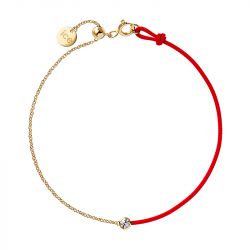 Bracelet femme ice diamond acier doré cordon rouge diamant - plus-de-bracelets-femmes - edora - 0