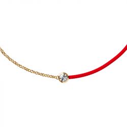 Bracelet femme ice diamond acier doré cordon rouge diamant - plus-de-bracelets-femmes - edora - 1