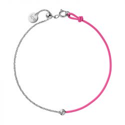 Bracelet femme ice diamond acier argenté cordon rose diamant - plus-de-bracelets-femmes - edora - 0