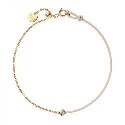 Bracelet femme ice diamond acier doré cordon beige diamant - plus-de-bracelets-femmes - edora - 0