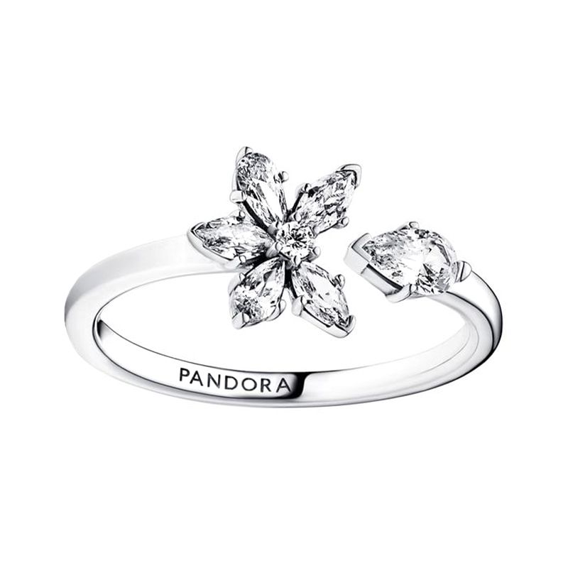 Bague femme taille 56 pandora ouverte herbier scintillant argent 925/1000 - plus-de-bagues-femmes - edora