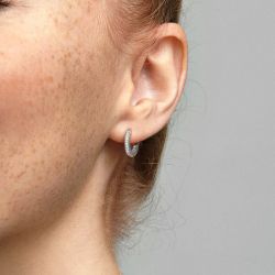 Créoles femme pandora cŒur pavÉ argent 925/1000 - creoles - edora - 1