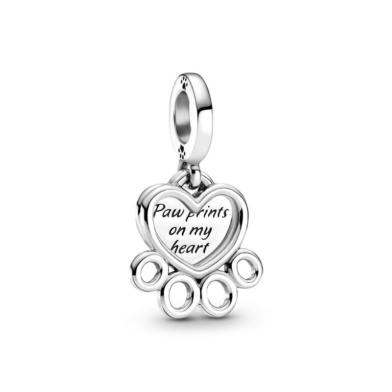 Charm femme pandora pendant cŒurs et empreinte de pattes argent 925/1000 - charms - edora