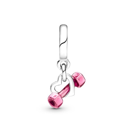 Charm femme pandora pendant haltère &amp; cœur argent 925/1000 – charms
