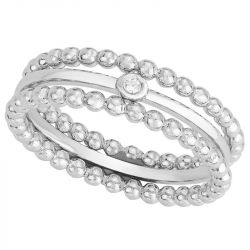 Bague femme la garÇonne petite semaine perlÉe argent 925/1000 diamant - plus-de-bagues-femmes - edora - 1