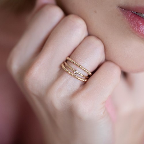Bague Femme LA GARÇONNE PETITE SEMAINE PERLÉE Plaqué Or Diamant