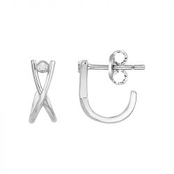 Demi-créoles femme la garÇonne harmonie infinie argent 925/1000 diamant - creoles - edora - 0