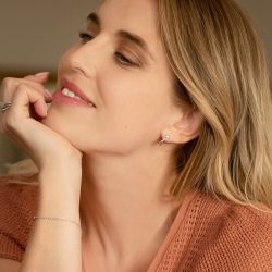 Demi-créoles femme la garÇonne harmonie infinie argent 925/1000 diamant - creoles - edora - 1