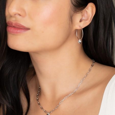Créoles femme la garçonne jamais sans toi argent 925/1000 diamant – créoles