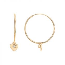 Créoles femme la garÇonne jamais sans toi plaqué or diamant - creoles - edora - 0