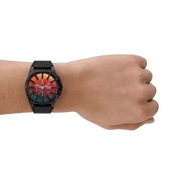 Montre chronographe homme diesel framed cuir noir - chronographes - edora - 1