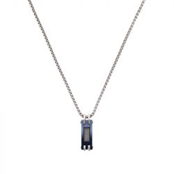 Collier plaque homme jourdan zÉphyr acier bleu et argenté - accueil - edora - 0