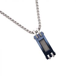 Collier plaque homme jourdan zÉphyr acier bleu et argenté - accueil - edora - 1