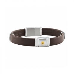 Bracelet homme jourdan antonio cuir brun acier argenté - plus-de-bracelets-hommes - edora - 0