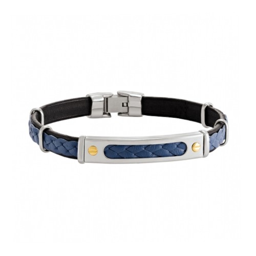Bracelet Homme JOURDAN DAMIAN Cuir Bleu Acier Argenté