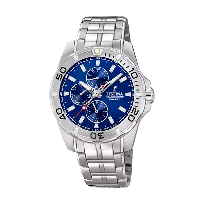 Montre homme festina multifunction acier argenté - analogiques - edora