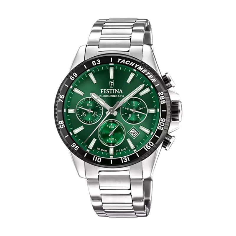 Montre chronographe homme festina timeless chronograph acier argenté - chronographes - edora