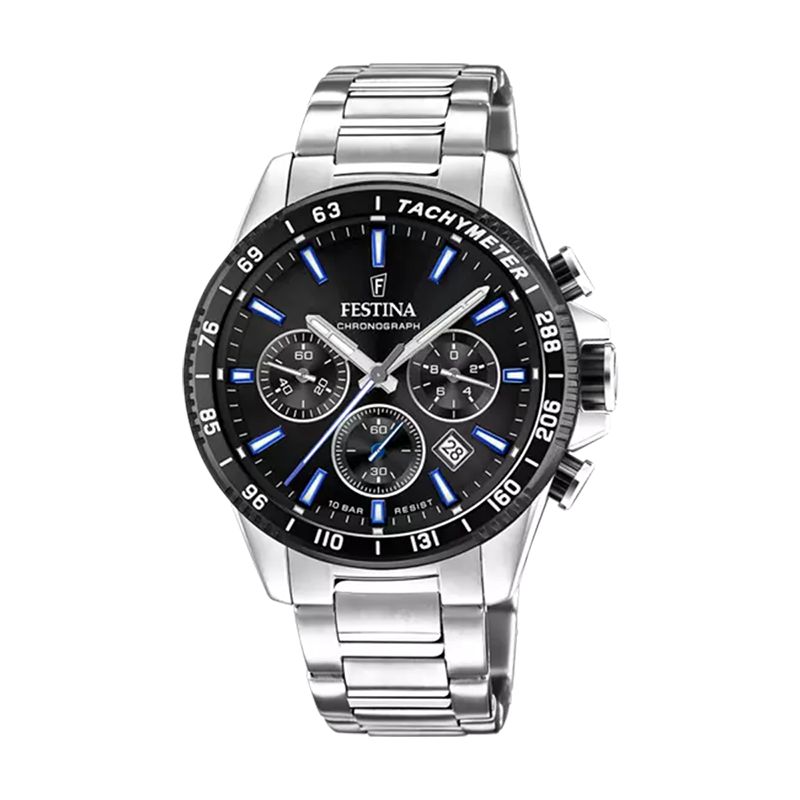 Montre chronographe homme festina timeless chronograph acier argenté - chronographes - edora