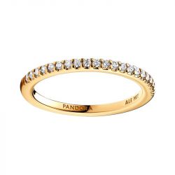 Bague femme taille 56 pandora anneau scintillant doré 14 carats - plus-de-bagues-femmes - edora - 0