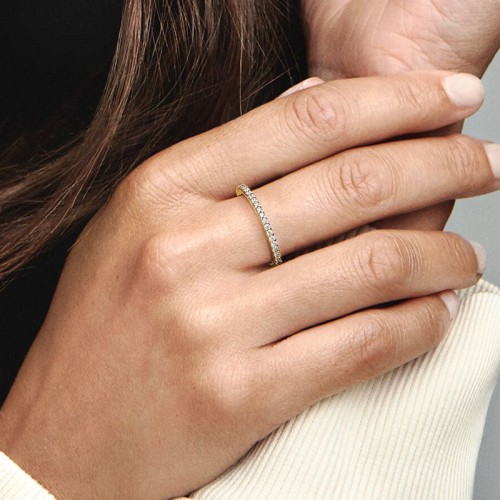 Bague Femme Taille 56 PANDORA ANNEAU SCINTILLANT Doré 14 Carats