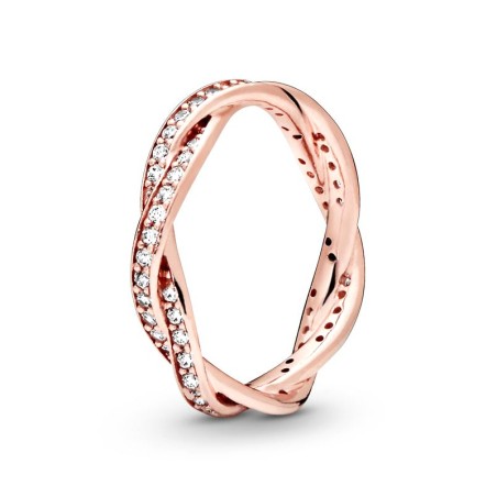 Bague femme pandora torsades scintillante doré rose 14 carats 180892cz – toutes nos bagues femme