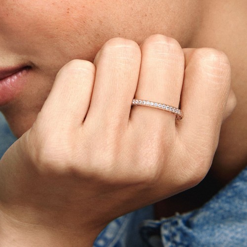 Bague Femme Taille 54 PANDORA SCINTILLEMENT Doré Rose 14 Carats