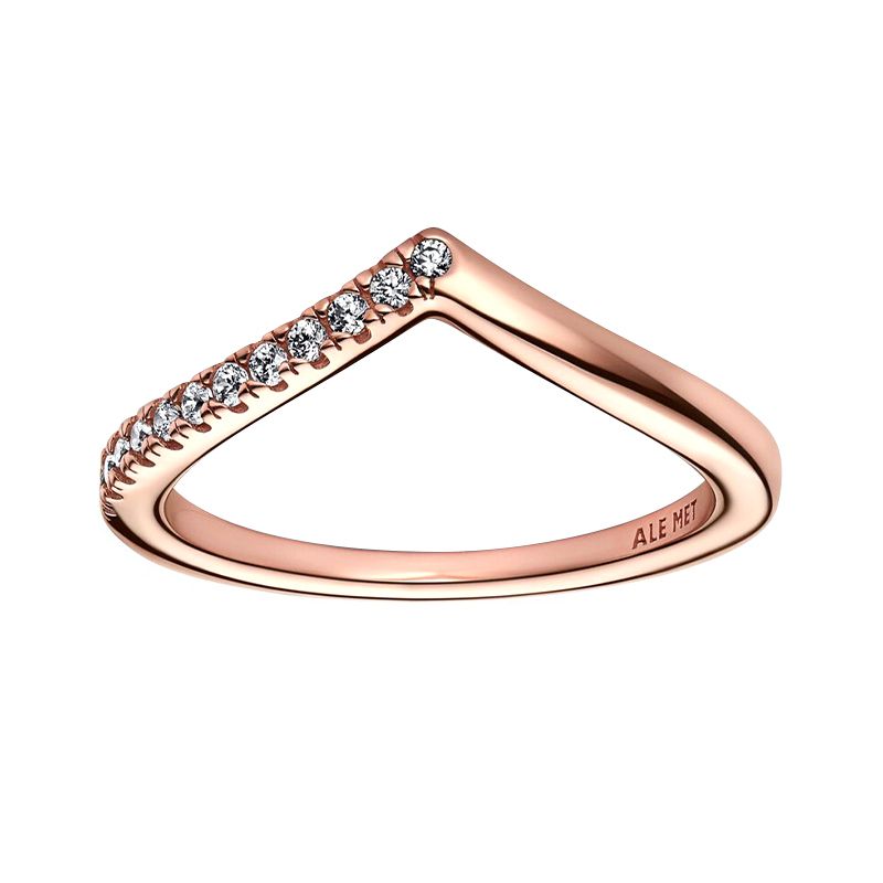 Bague femme taille 52 pandora semi-scintillante vŒu timeless doré rose 14 carats - plus-de-bagues-femmes - edora