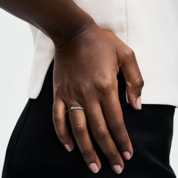 Bague femme taille 54 pandora me double pavÉ & noir doré rose 14 carats - solitaires - edora - 1