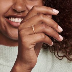 Bague femme taille 54 pandora me pyramides doré rose 14 carats - plus-de-bagues-femmes - edora - 1