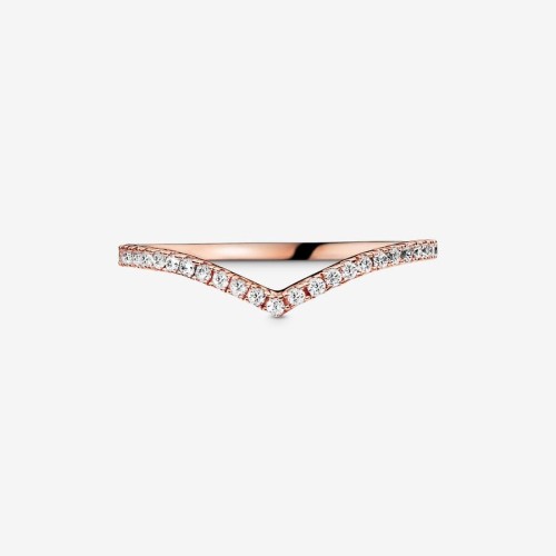 Bague Femme Taille 48 PANDORA VŒU SCINTILLANT Doré Rose 14 Carats