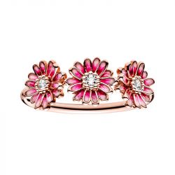 Bague femme taille 50 pandora trio de marguerites rose doré rose 14 carats - plus-de-bagues-femmes - edora - 0