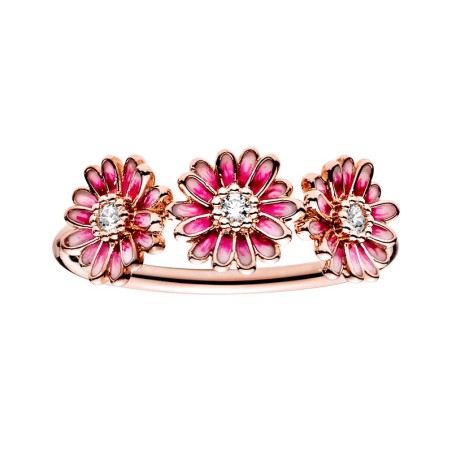 Bague femme taille 54 pandora trio de marguerites rose doré rose 14 carats – toutes nos bagues femme